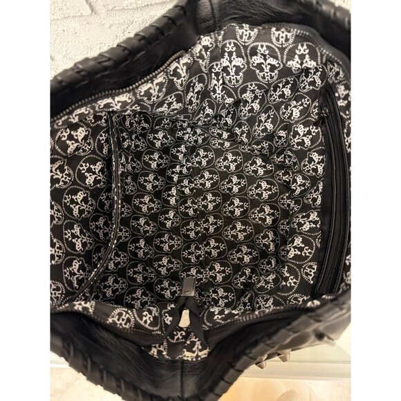 UTO Women's Black Faux Leather Skull Rivet Studded Large Tote Purse Handbag - Picture 16 of 16